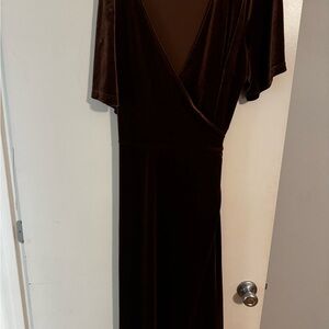 Elegant Brown Velvet Dress